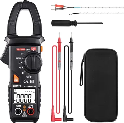 Produktbild von TACKLIFE CM02A, digitální klešťový multimetr, automatický rozsah, 600 A, TRMS 6000 počtů NCV s AC/DC, test napětí, odporu, spojité kapacity, měření teploty