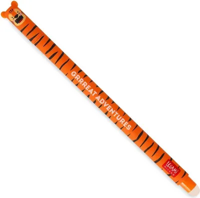 Produktbild von Legami - Radierbarer Gelschreiber, Kugel am Ende zum Entfernen von oranger Tinte, wärmeempfindlich, Durchmesser der Spitze 0,7 mm - Thema Tiger