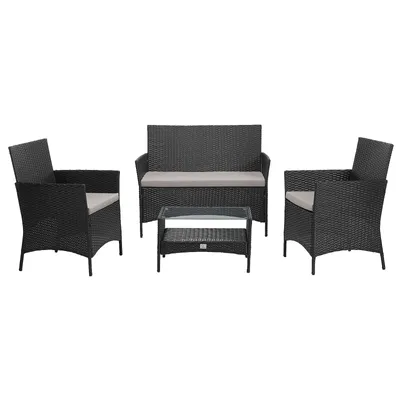 Produktbild von SVITA Rattan Set BROOKLYN 2020 in schwarz Gartenmöbel Terrasse Balkon
