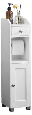 Produktbild von Weißer Aufbewahrungsschrank – MDF – schmaler Schrank – Kippschutz – 20 x 18 x 76,7 cm