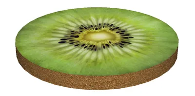 A cross-section of a kiwi fruit.