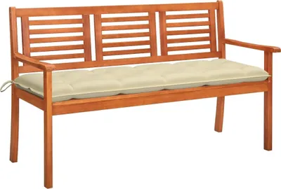 Image de Banc de jardin 3 places avec coussin 150 cm Bois d'eucalyptus