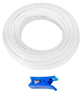 Wasserzuleitung 20 m, 1/4" (6,35 mm), weiß, mit Schlauchschneider