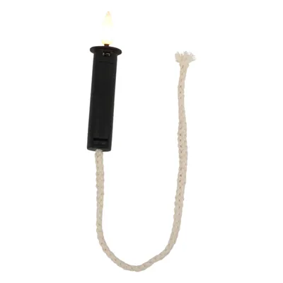 A black LED candle with a white wick on a white background.