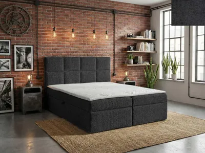 Produktbild von Boxspringbett TIVOLI Nordelo Flow 21 Dunkelgrau - 180x200 - modern, mit Topper und Bettkasten