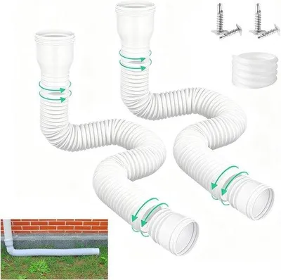 Produktbild von 2 flexible Verlängerungen für Ablaufrohre, runde, ausziehbare Regenrinnen, Verlängerungen für Fallrohre in den Längen von 47 bis 150 cm