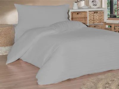 Immagine prodotto di Biancheria da letto francese a righe di raso 240x200, 70x90cm grigio