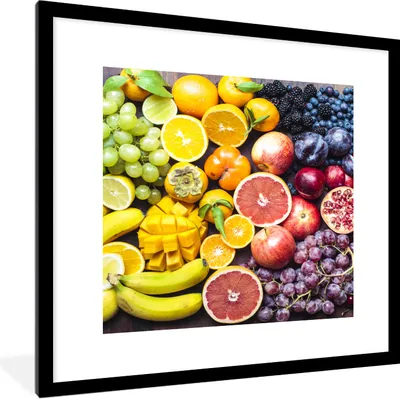 Produktbild von MuchoWow® Gerahmtes Poster Obst - Regenbogen - Farben 40x40 cm - Poster mit Schwarzem Bilderrahmen Wandposter Rahmen Foto Bilder - Poster - Plakat im Rahmen