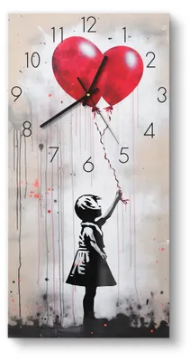 Produktbild von DEQORI Glasuhr 30x60 cm Zahlen 'Herzflug der Hoffnung' Wanduhr Glas Uhr Design leise Küchenuhr