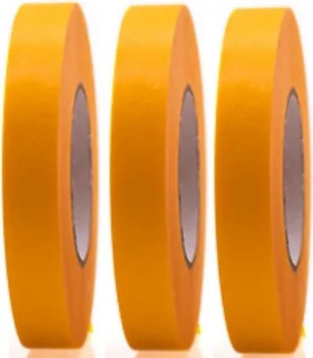 Produktbild von 3 Rollen Profi Goldband Klebeband 50 m x 15 mm - Malerband Gold Kreppband - Abdeckband für Maler und Lackierer - Krepp für Innen und Außen - Malerkrepp - Vielseitiges Klebeband für Malerarbeiten