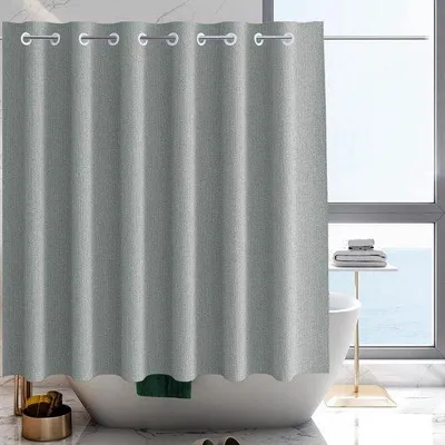 Produktbild von Graugestreiftes, wasserdichtes Duschvorhang - 1 Stück - Kunststoff - 180 x 200 cm