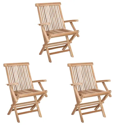 Produktbild von vidaXL Klappbarer Gartenstuhl 3 stk. Natur Massivholz Teak
