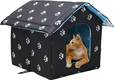Produktbild von Hundehütte Katzenhaus für den Außenbereich, winterfest, wasserdicht, warm, faltbar, mit abnehmbarem Kissen für Straßentiere