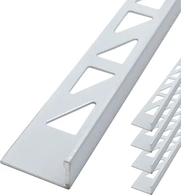 Produktbild von Dalsys Fliesenschiene Winkelprofil Aluminium (eloxiert) Weiß 2,5m x 10mm, 5 Stück, Fliesenprofil