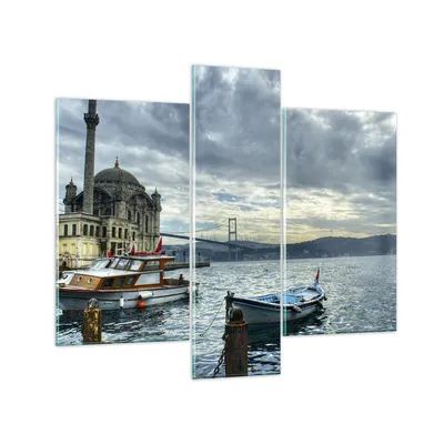 Produktbild von Bilder auf glas - Architektur asien boot brücke - 95x80cm - Glasbilder - Wandbilder - Kunstdruck - zum Aufhängen bereit - Wanddekoration aus Glas - Glas Bilder - Wandbild auf Glas - GCB95x80-2102