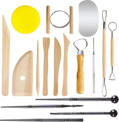 Productafbeelding van Pottenbakkersgereedschap set - Klei gereedschap set - 17-delige modelleergereedschap klei - Pottenbakkersgereedschap - Pottenbakkersaccessoires