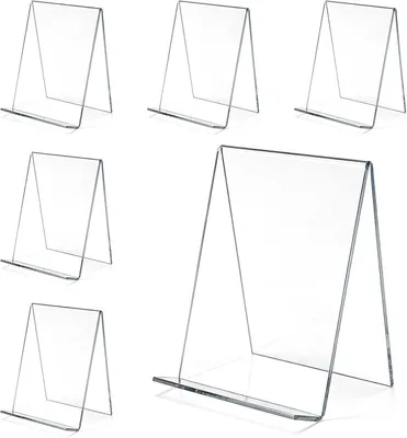 Produktbild von Buchstützen Acryl 6 Stück, Durchsichtige Schräge Buchhalter Mit Rutschfester Basis, Für Büro Schule Und Zuhause