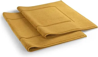 Produktbild von Set aus 2 Badteppichen, weicher Duschvorhang, 100% Baumwolle,  51x79 cm, leuchtendes Senfgelb