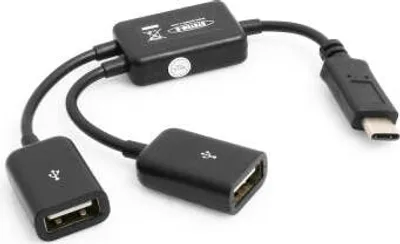 Produktbild von System-S Y- Kabel USB 3.1 Type C male zu 2 x USB Type A female Y-Splitter Hub Adapter Kabel schwarz