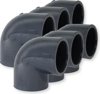 Produktbild von 6er Set PVC-U Fitting Winkel 90° 50 mm