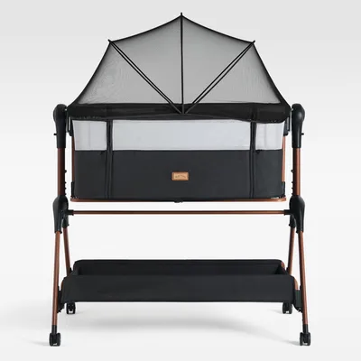 Produktbild von LullaBee Beistellbett & Baby Co-Sleeper – 6 Höhenstufen, Schaukelfunktion, Rollen, gesteppte Matratze, Mesh-Seiten mit Moskitonetz, faltbares Bett mi