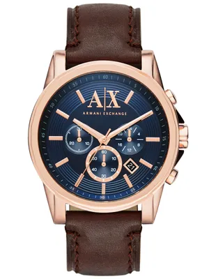 Produktbild von Armani Exchange AX2508 Herren-Armbanduhr, Gold-Gehäuse, Leder-Armband