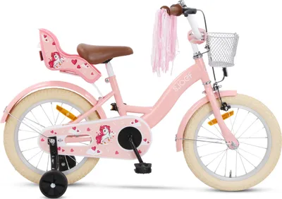 Produktbild von SJOEF Dolly Kinderfahrrad 16 Zoll | Kinder Fahrrad für Mädchen / Jugend | Ab 2-7 Jahren | 12 - 18 Zoll | inklusive Stützräder (Rosa)
