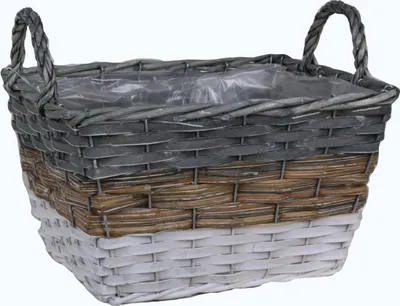 Produktbild von Weidekorb eckig mit Henkeln 28x23x16 cm dreifarbig foliert