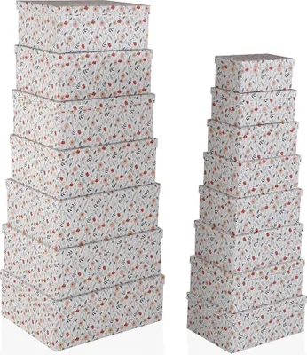 Immagine prodotto di Set di scatole organizer impilabili Versa in cartone Blomster 15 pezzi