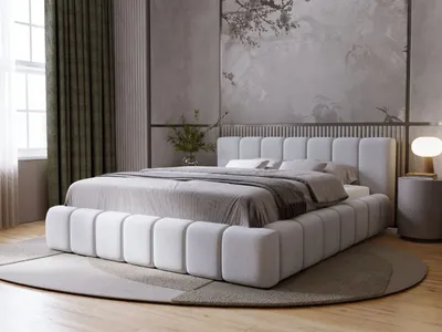 Produktbild von GrainGold Polsterbett Orio 160x200 cm - Bett 160x200, Polsterbett mit Bettkasten und Lattenrost - Hellgrau (Royal 27)