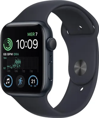 Produktbild von Apple Watch SE OLED 44 mm Digital 368 x 448 Pixel Touchscreen Schwarz WLAN GPS