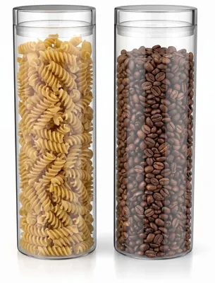 Productafbeelding van Arendo voorraadpotten, set van 2, elk 1950 ml, rond, luchtdicht, borosilicaatglas. Glazen behuizing vaatwasmachinebestendig en magnetronbestendig. 2 stuks, transparant