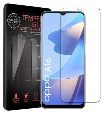 A smartphone screen protector and its packaging are displayed.