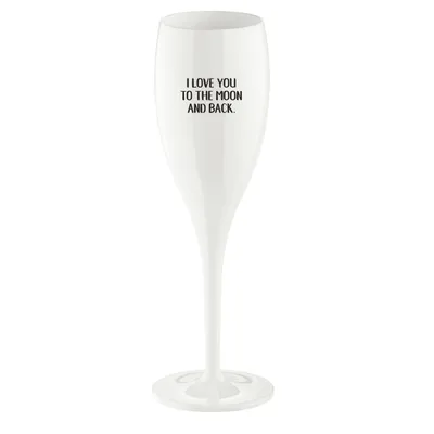 Obrázok produktu pre Koziol Superglas mit Druck Cheers No. 1 Love You To The Moon, Sektglas, Champagnerglas, Superglas, Bavlna White, 100 ml, 3912525