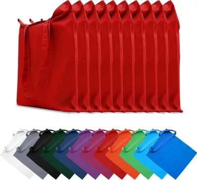 Produktbild von 10er SET Stofftaschen Baumwolltaschen 38x42 cm Taschen Beutel Tragetaschen Einkaufstaschen Stoffbeutel, in Farbe: Rot