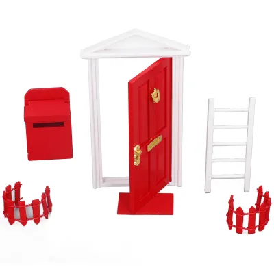 Zdjęcie produktu dla Zestaw mini drewnianych drzwi, małe drewniane drzwi wróżki zębuszki, miniaturowe drzwi do domku dla lalek, miniaturowe drewniane drzwi do domku dla lalek, czerwone miniaturowe drzwi, miniaturowe drewniane drzwi do domku dla lalek 1:12