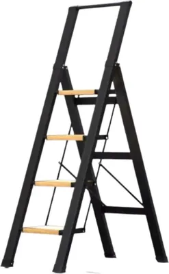 Produktbild von Famanu Haushaltsleiter 4 Stufen - Klappbare Aluminiumleiter mit Antirutsch - 300 kg Tragkraft