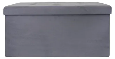 Image de Coffre de rangement banc pliable Suedine Gris foncé