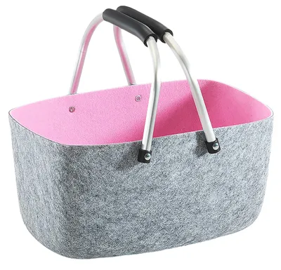 Produktbild von Kobolo plstěný košík nákupní košík - skládací rukojeť - plsť - šedá růže - 36x22x18 cm - taška na přenášení plstěný košík taška dárkový koš k dispozici mnoho barev