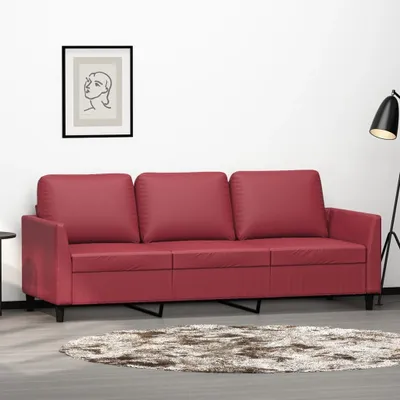 Produktbild von Cloris Designermöbel 3-Sitzer-Sofa Weinrot 180 cm Kunstleder 2024 Neu