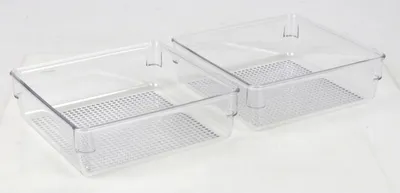 Produktbild von Organizer Box 2er Set 16x16x5 cm – stabile Aufbewahrungsboxen aus Kunststoff, stapelbar und pflegeleicht, ideal für Büro Küche Bad oder Werkstatt