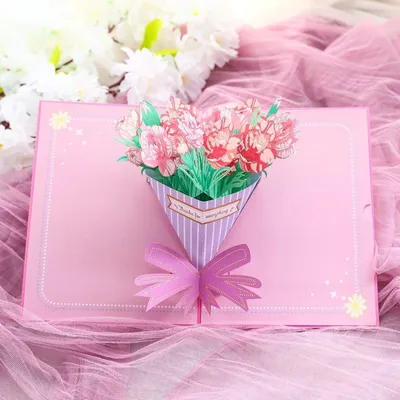 Image de 3D pop-up carte de vœux Fleurs Beaux oeillets 2