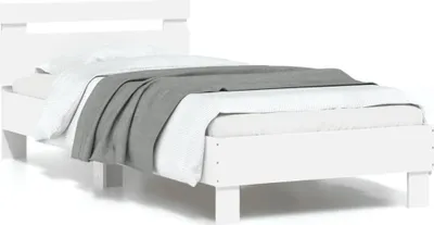 Produktbild von Möbel Bettgestell mit Kopfteil und LED-Leuchten Weiß 90x190 cm - Klassische Betten 838743