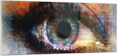 Produktbild von Bilder auf glas - Auge Abstraktion - 100x40cm - Glasbilder - Wandbilder - Kunstdruck - zum Aufhängen bereit - Wanddekoration aus Glas - Glas Bilder - Wandbild auf Glas - Einteilig - GAB100x40-3518