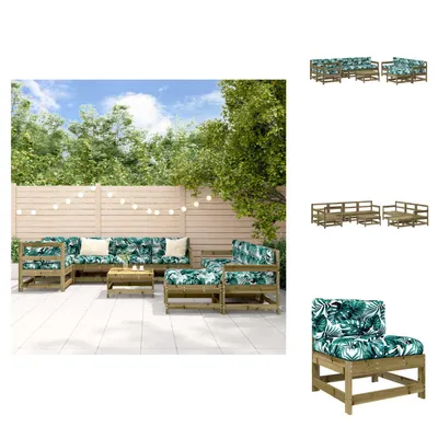 Produktbild von vidaXL 10-tlg. Garten-Lounge-Set mit Kissen Kiefernholz Imprägniert -  Gartenmöbel-Sets
