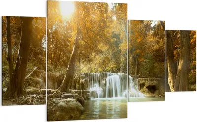 Produktbild von Bild auf Leinwand - Leinwandbild - Park Wasserfall Wasser - 160x90cm - Wand Bild - Wanddeko - Leinwanddruck - Bilder - Kunstdruck - Wanddekoration - Leinwand bilder - Wandkunst - DL160x90-3789