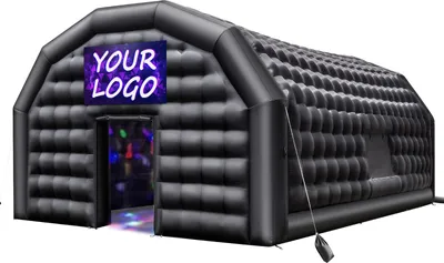 Produktbild von Aufblasbares Partyzelt - Würfelzelt Hochzeitszelt Pavillon - 8 x 6 x 4 m - Mit 1100 W Gebläse - 2 Fenster - Sandsack inklusive - Schwarz