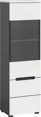 Produktbild von Vitrine >Canu< in Basalt Grau / Weiß - 36x125x33cm (BxHxT)