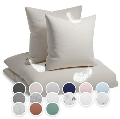 Obrázok produktu pre Sleepwise posteľná bielizeň 240x220, letná posteľná bielizeň 3ks-, fantasticky mäkká, priedušná, nekrčivá - sada obliečok na prikrývku z česaného mikrovlákna s obliečkami na vankúš 65x65cm, Soft beige