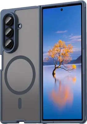 Image de Étui MagSafe pour Samsung Galaxy Z Fold 7 - Coque arrière Phonesta AirFrost Semi-Transparent - Bleu mat
